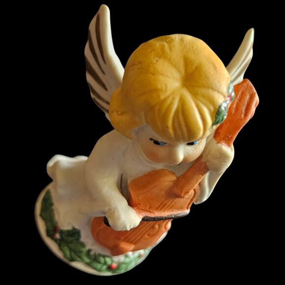 Vintage Lefton Angel Bell Playing Cello Christmas Figurine Porcelain Japan - Picture 5 of 6